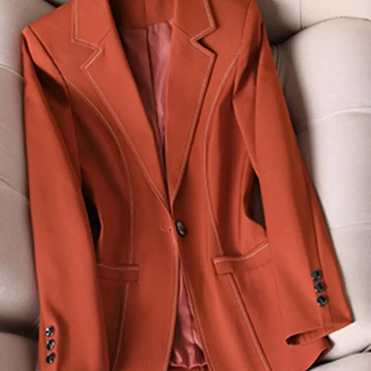 Xfpv Giacca da donna a maniche lunghe casual in tinta unita con intaglio e temperamento sottile Moda Nuova marea Primavera Autun