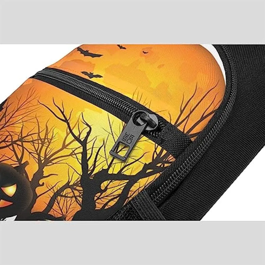 Zaino con stampa zucca di Halloween, unisex, borsa a tracolla, Nero , Taglia unica 201996461