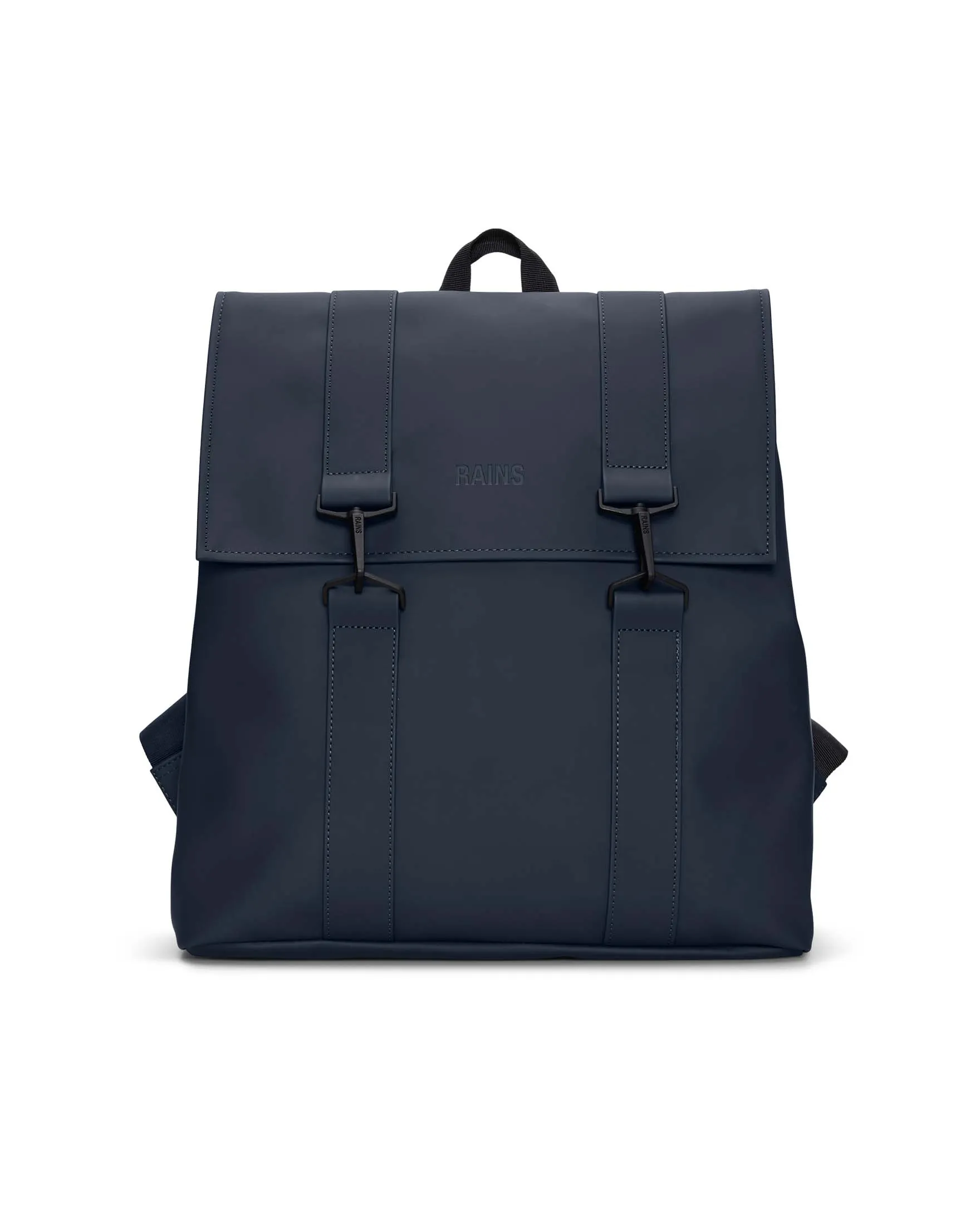 Zaino Msn Bag blu in tessuto tecnico impermeabile effetto gommato con doppia chiusura a cartella con moschettoni