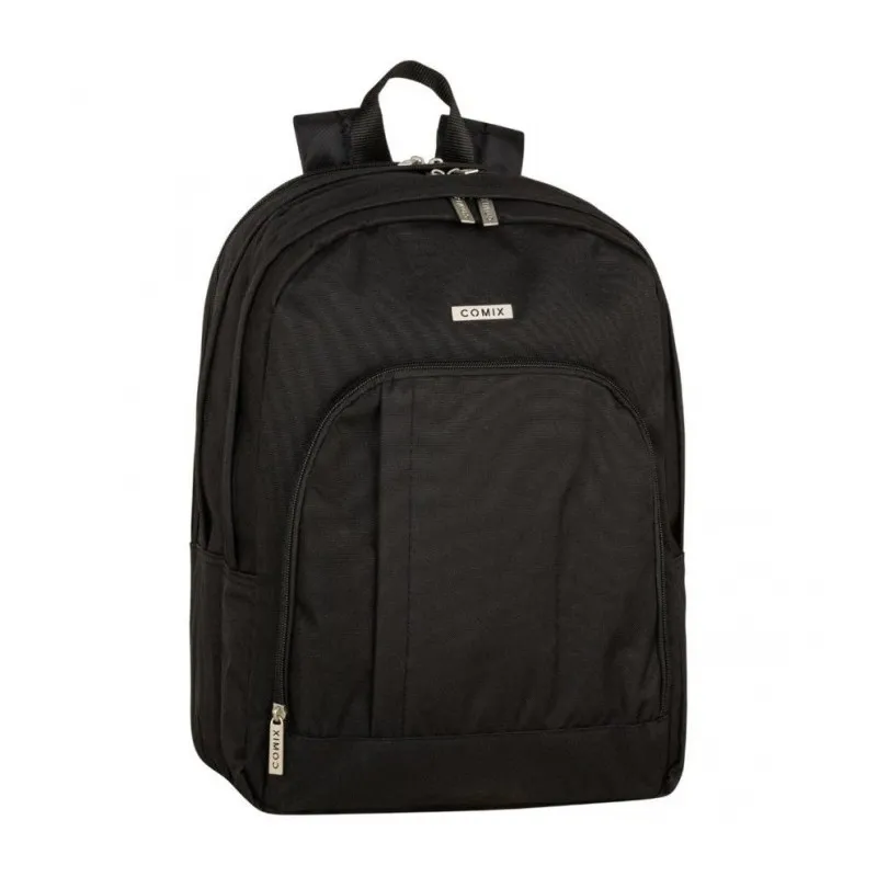 ZAINO ORGANIZZATO COMIX MONOCOLORE NERO 42X32X15CM ZAINO SCUOLA E TEMPO LIBERO 3 ZIP + TASCA CON ZIP PANINI SCUOLA ITALY