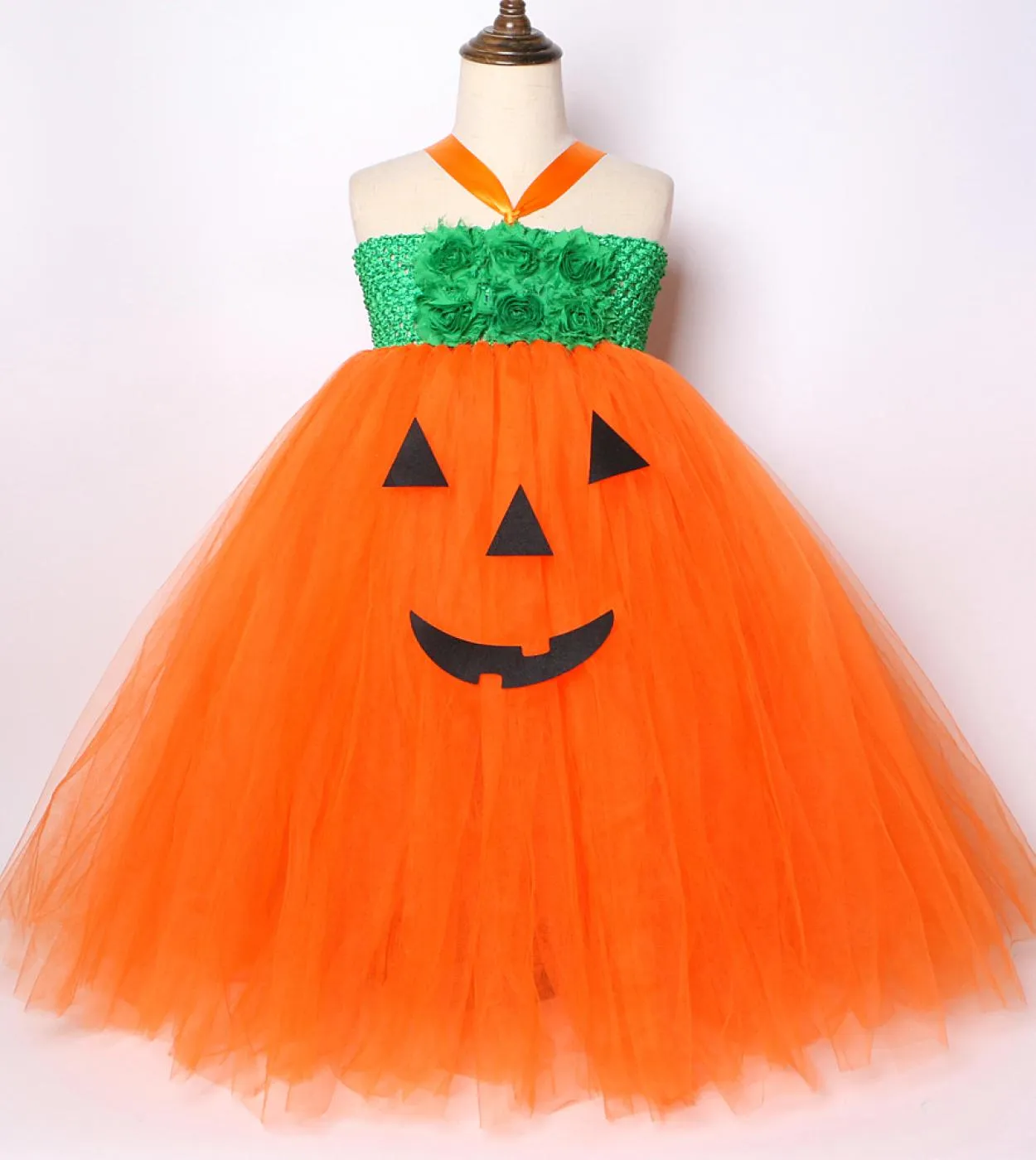 Zucca Strega Costume di Halloween Per Ragazze Abito Lungo Tutu Per Bambini Abiti Cosplay Abiti Principessa Abiti Fantasia Con Ha