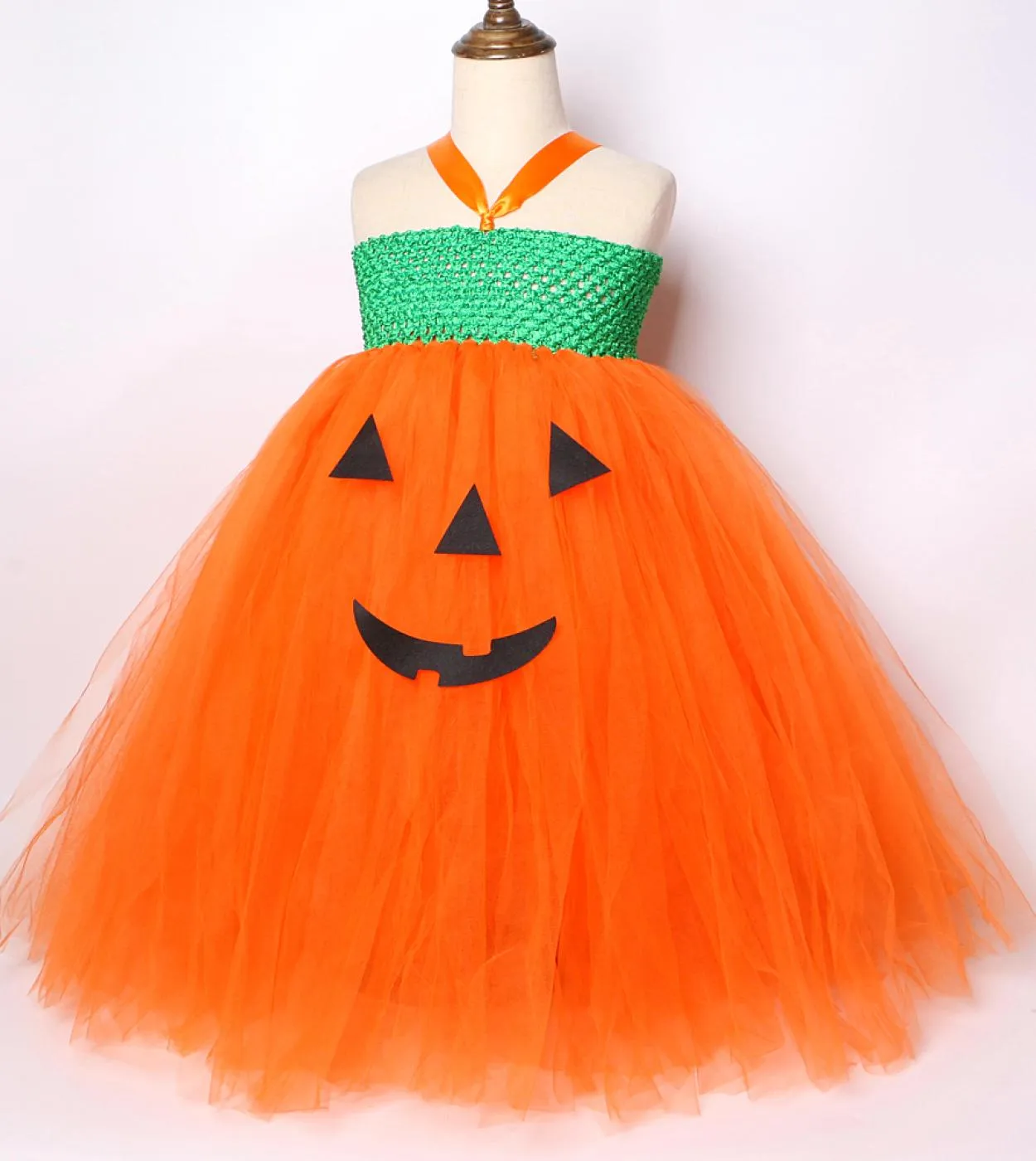 Zucca Strega Costume di Halloween Per Ragazze Abito Lungo Tutu Per Bambini Abiti Cosplay Abiti Principessa Abiti Fantasia Con Ha