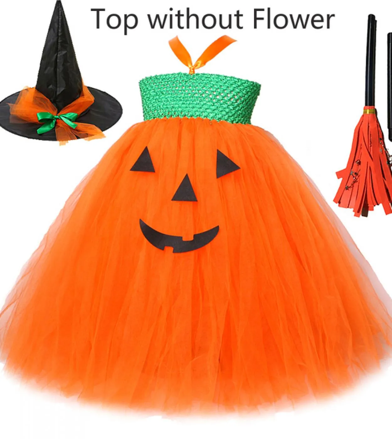 Zucca Strega Costume di Halloween Per Ragazze Abito Lungo Tutu Per Bambini Abiti Cosplay Abiti Principessa Abiti Fantasia Con Ha